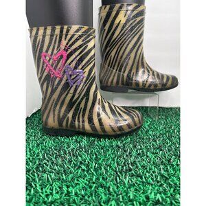 Shake it up Girls Zebra Print Rain Boots‎ with Heart Design Size 3